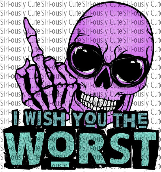 I Wish You The Worst - Purple Skull With Glasses