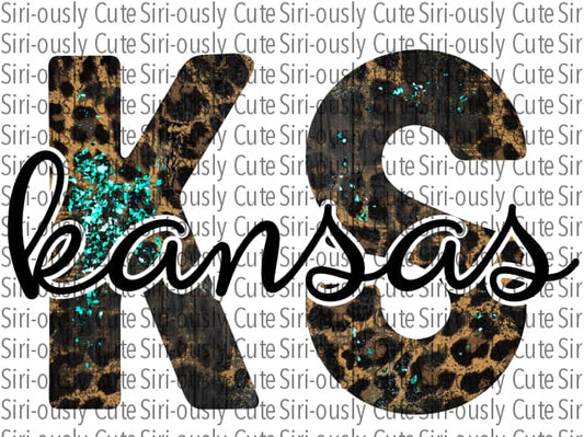Kansas - Leopard Turquoise And Script