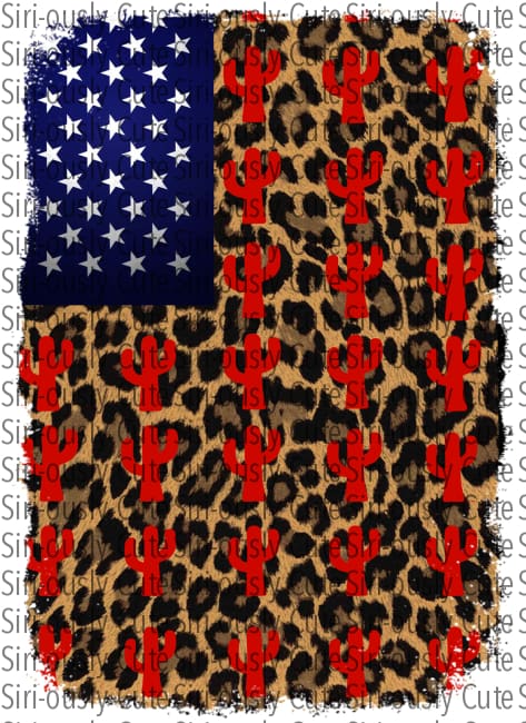 Leopard And Cactus Flag