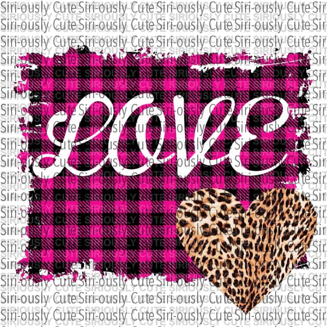 Love - Plaid Background With Leopard Heart
