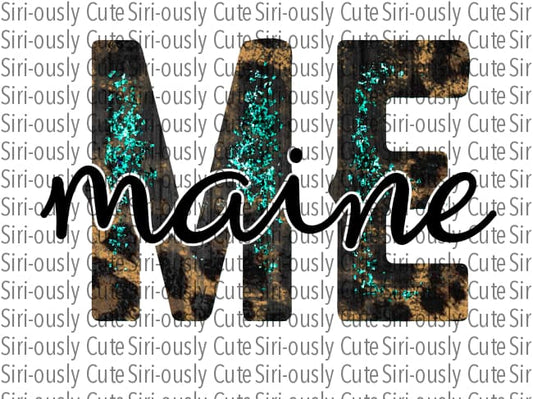 Maine - Leopard Turquoise And Script