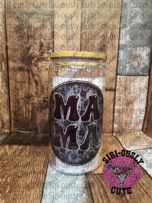 Mama - Lace Round Glass Can Tumbler