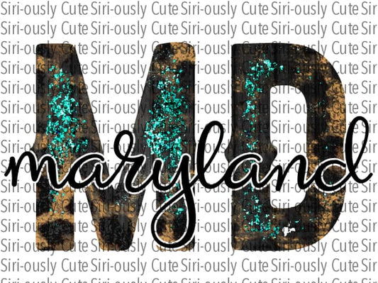 Maryland - Leopard Turquoise And Script
