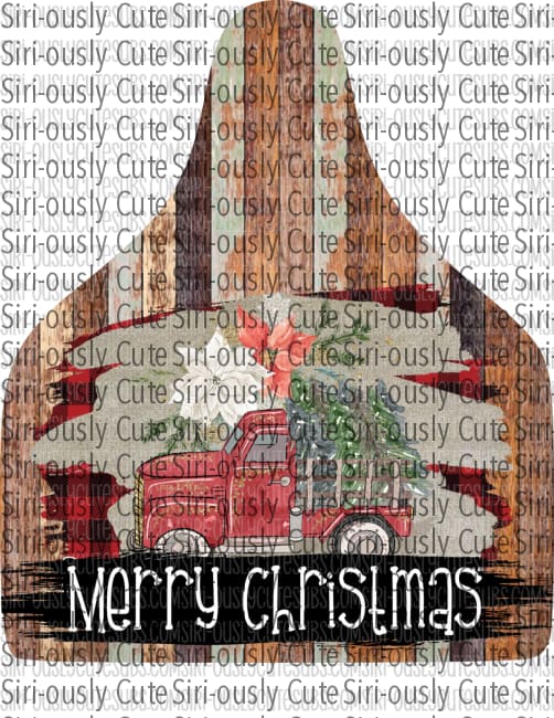 Merry Christmas - Vintage Truck On Variated Wood Cow Tag