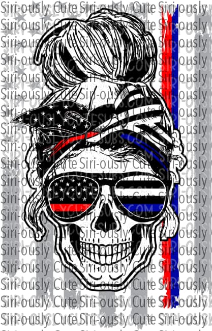 Messy Bun Patriotic Skull Flag
