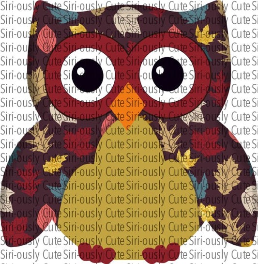 Muted Fall Leaves Owl Sublimation Transfer