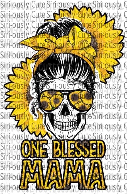 One Blessed Mama - Skull Sunflower Messy Bun