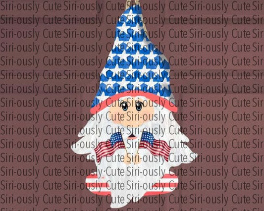 Patriotic Gnome With Two Flags