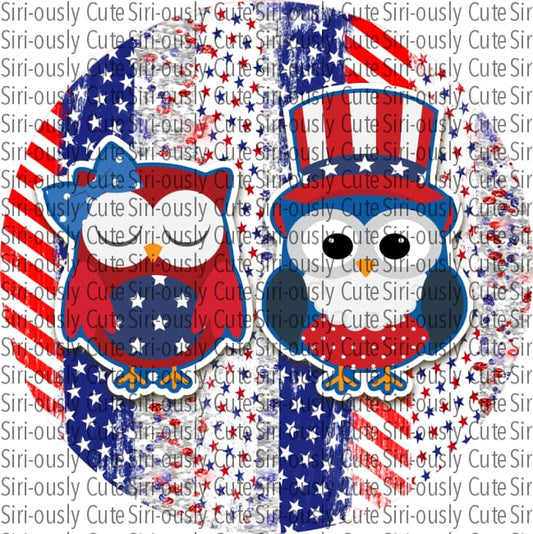 Patriotic Owl Duo Round