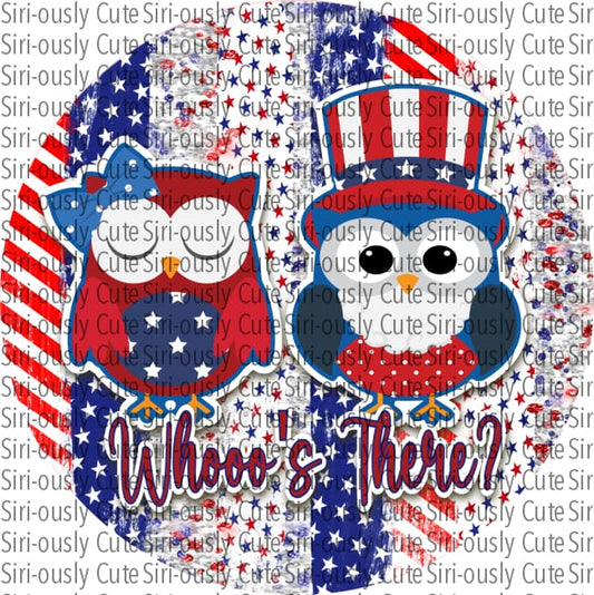 Patriotic Owl Duo Round - Whooos There