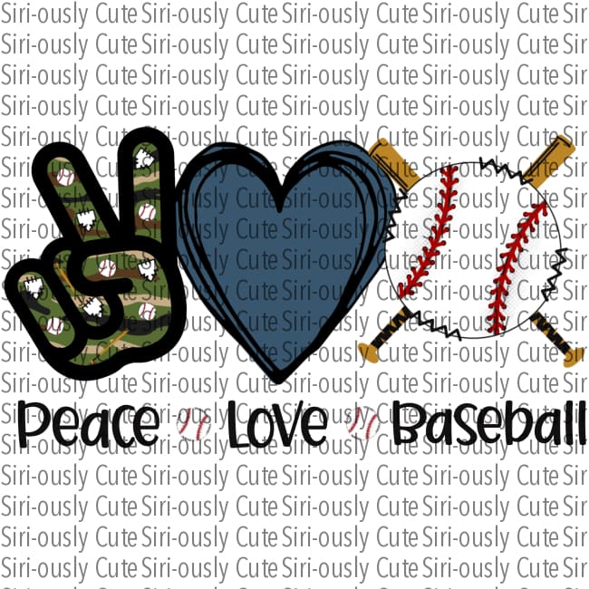 Peace Love Baseball - Camo Blue Heart
