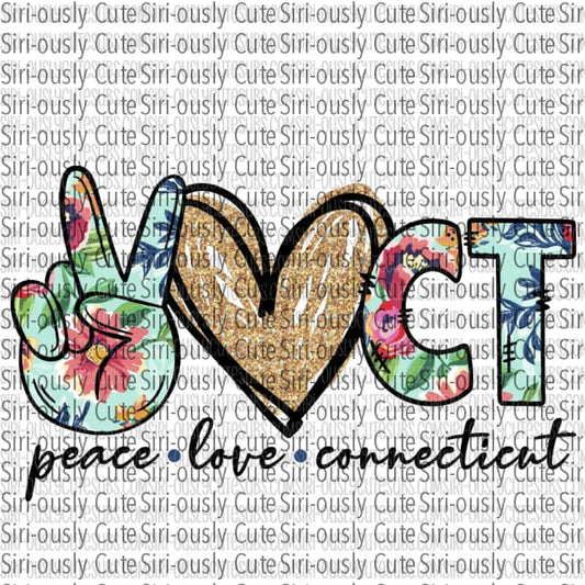 Peace Love Connecticut - Blue Floral