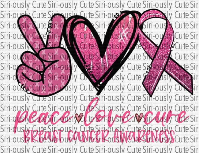 Peace Love Cure - Breast Cancer - Siri-ously Cute Subs