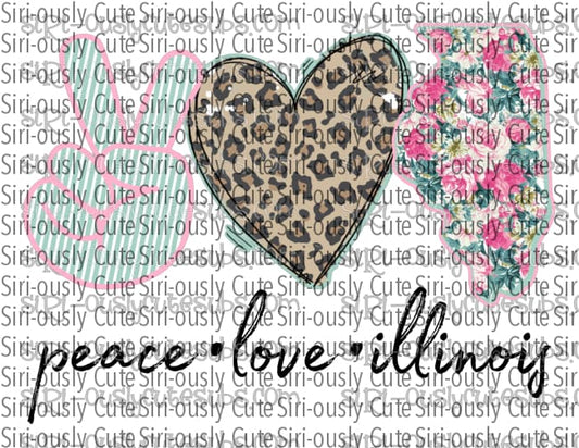 Peace Love Illinois - Pink Floral