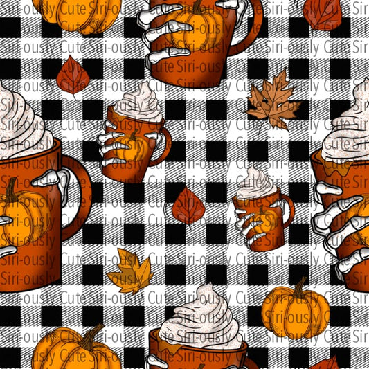 Pumpkin Spice Cup Checkered Large Straight Tumbler Sublimation Transfer