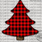 Red Buffalo Plaid With Wood Base - Christmas Tree