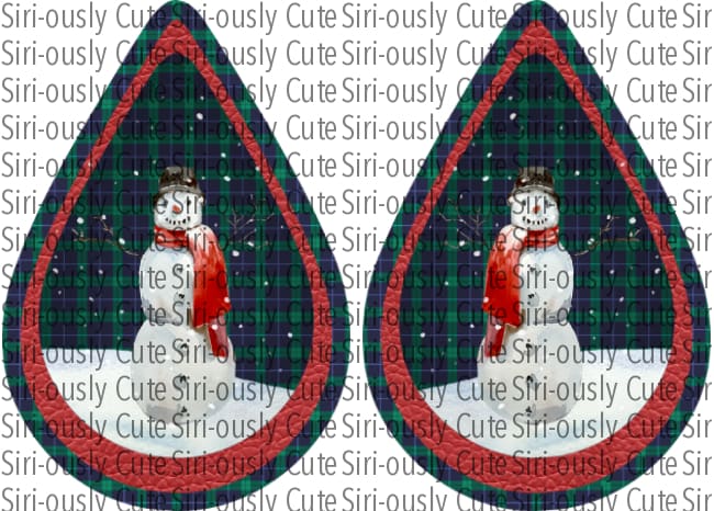 Red Green And Blue Plaid Snowman Teardrop Earring