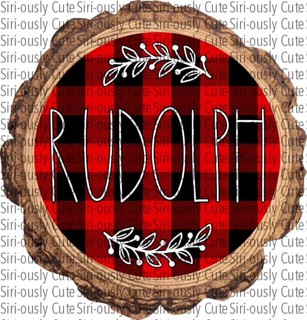 Rudolph - Red Buffalo Plaid With Flourish Wood Slice