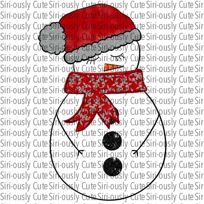 Snowman In Red Beanie With With Scarf