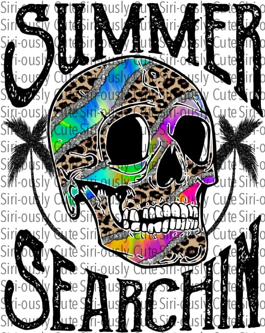 Summer Searchin - Leopard Skull With Palm Trees
