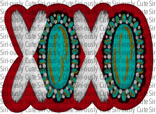 Xoxo - Turquoise With Red Border
