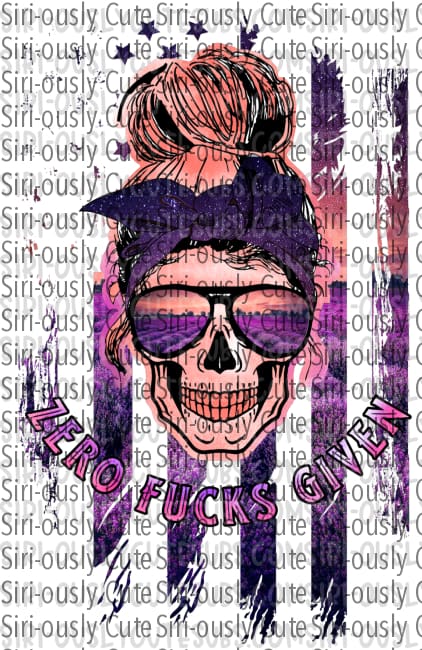 Zero Fucks Given - Purple Skull Messy Bun